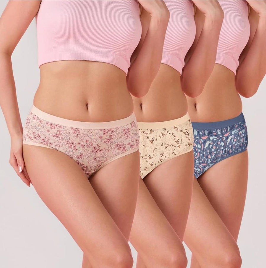 Printed Cotton Hipster Panties, Pack of 3 – Enamor CH07 – pack view 1