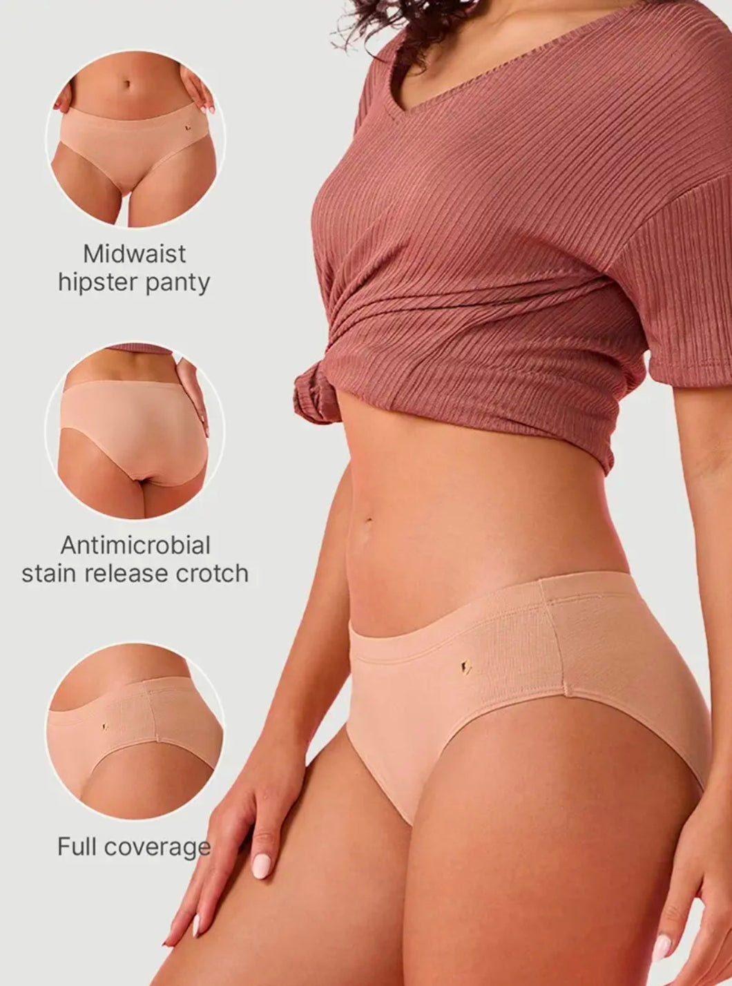 Solid Cotton Hipster Panties – Enamor CR17 – pack view 5